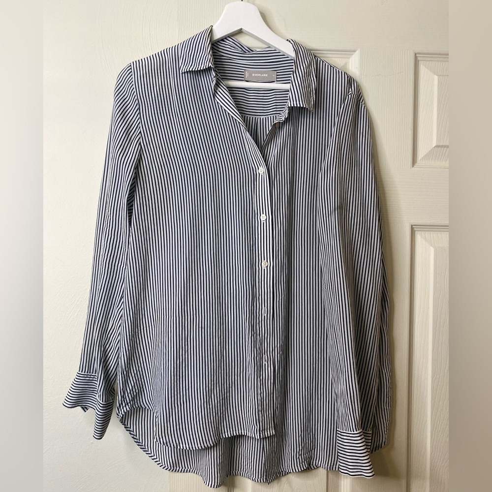 Everlane Navy and White Striped Shirt